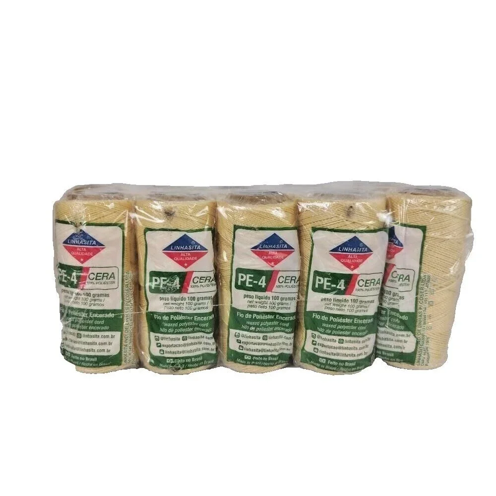 Pack of 5 Linhasita PE-4 CERA 100% Waxed Polyester 100 Gram Cord